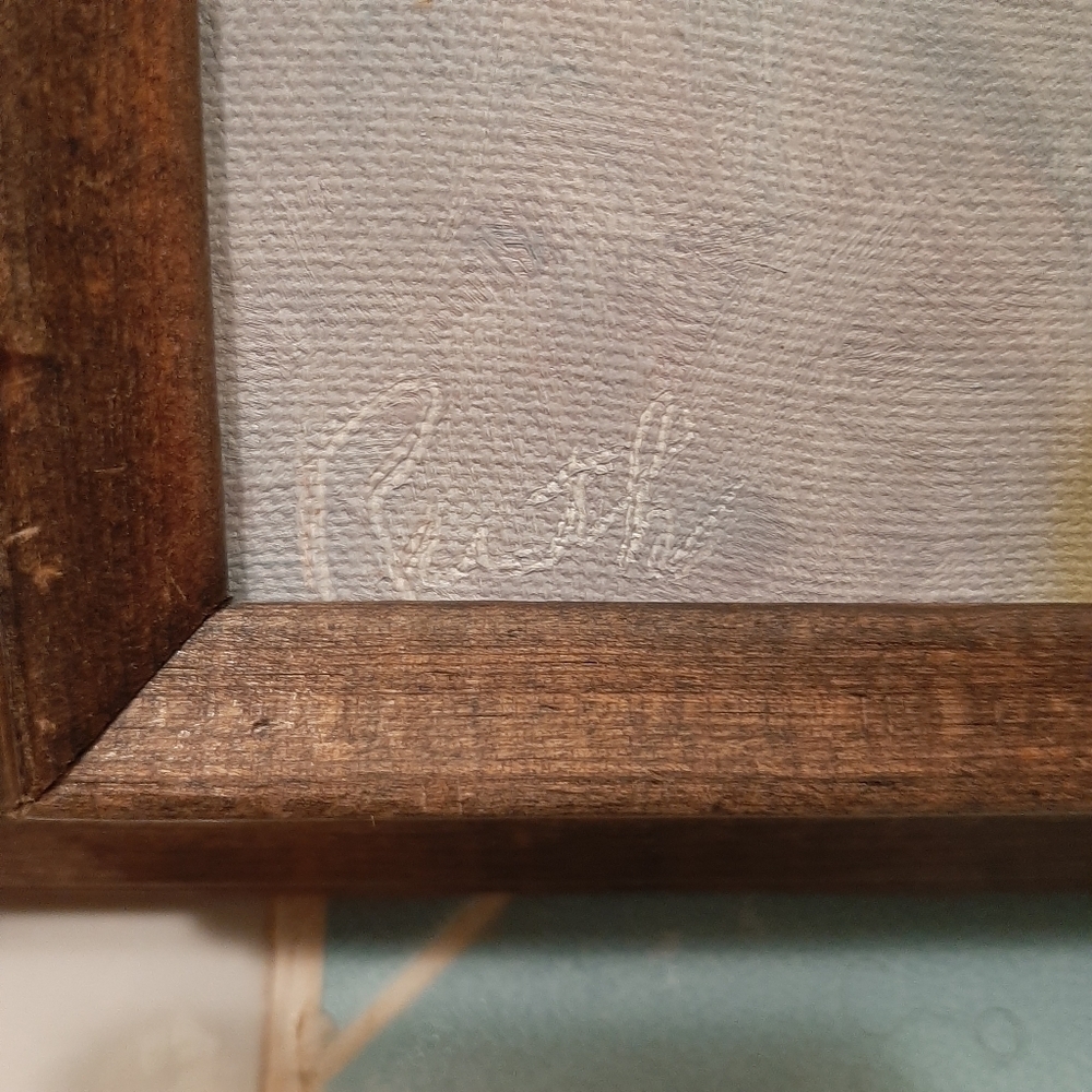 VTG SIGNED HAND PAINTED ROSE ON CANVAS. - Picture 4 of 14